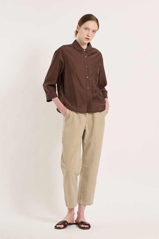 BCBG - 셔츠 - [25SU] 세로결 텐셀 셔츠 - BROWN B5M4B48374