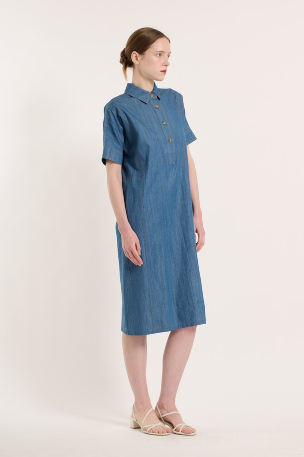 BCBG - 데님 원피스 - [25SU] 데님 스트레이트 원피스 - INDIGO B5M4O68160