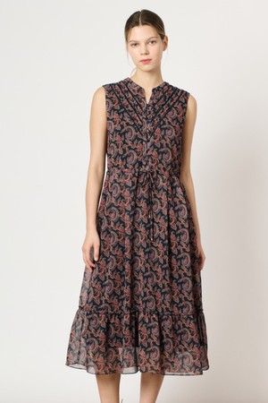 [24SU]링클 페이즐리 프린트 원피스 - Navy B4M5O64555