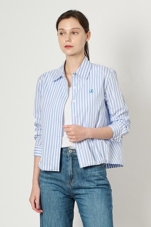 [24FA] 드로우스트링 스트라이프 셔츠 - Sky Blue  B4F7B41652