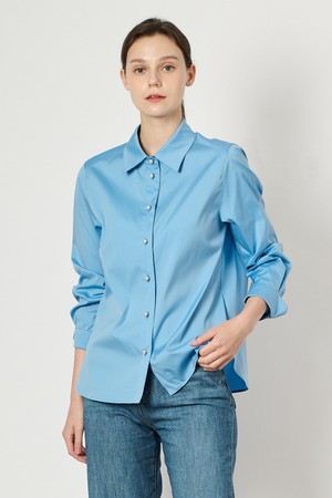 [24FA]펄버튼 셔츠 - M Blue B4F8B43153