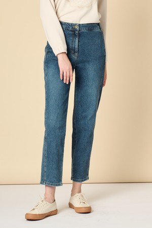 [24FA]백밴딩 배기데님팬츠 - M BLUE B4F8P35553