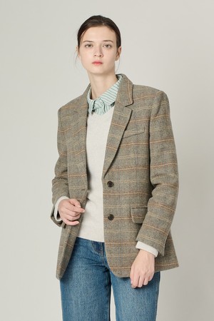 [24WT]테일러드 울 체크 자켓  - LIGHT GRAY A4W9J10515