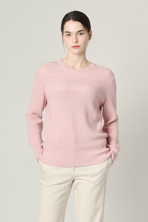 [24WT] RIB 블럭 라운드넥 니트 탑 - LIGHT PINK A4W9K30521