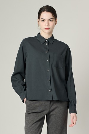 [24WT] 셔츠형 솔리드 브라우스 - DARK GREEN  A4W9B40143