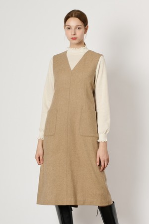 [24WT] 브이넥 점퍼형 원피스 - M BEIGE B4WAO63572
