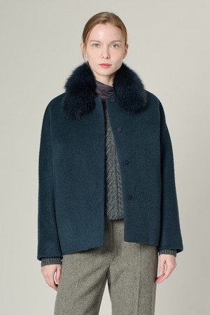 [24WT] 폭스퍼카라 알파카 프렌드 자켓 - DARK BLUE A4WBH84154