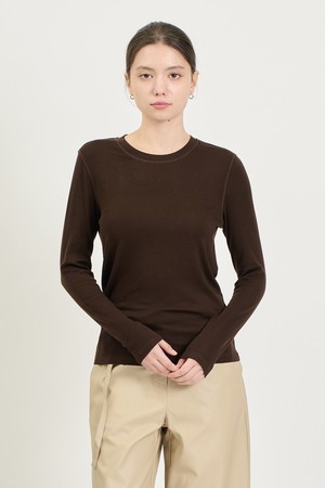 [25SP] 스트라이프 라운드넥 저지 - BROWN B5S1X40274