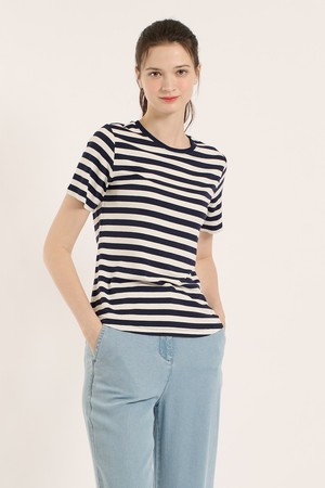 [25SM] 스트라이프 티셔츠 - NAVY B5B3X47155