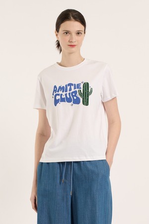 [25SM] 나염 비딩 반팔 티셔츠 - WHITE B5B3X40410