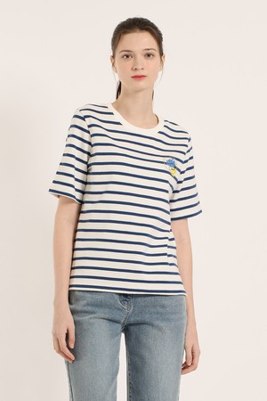 [25SM] 스트라이프 반팔 티셔츠 - M BLUE B5B3X40253