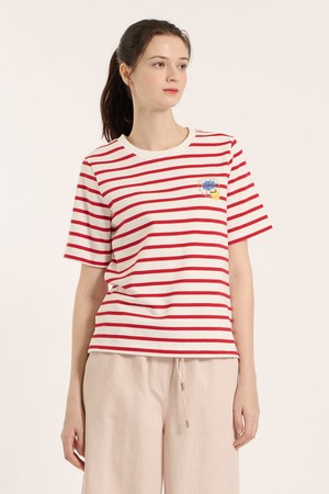 [25SM] 스트라이프 반팔 티셔츠 - RED B5B3X40224