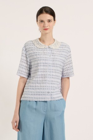 [25SM] 니트 카라 블라우스 - LIGHT BLUE B5B4B42251