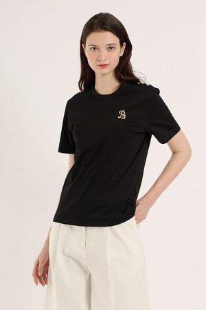 [25SU] 실켓 골드자수 반팔 티셔츠 - BLACK B5B4X42399