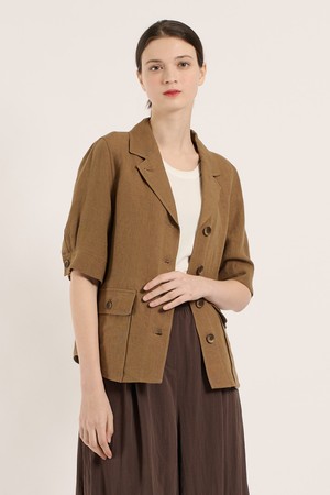 [25SM] 아웃포켓 반팔 자켓 - DARK BEIGE B5B4J12373