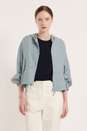 [25SU] 니트 후드 블록 집업 - SKY BLUE B5M3G17552