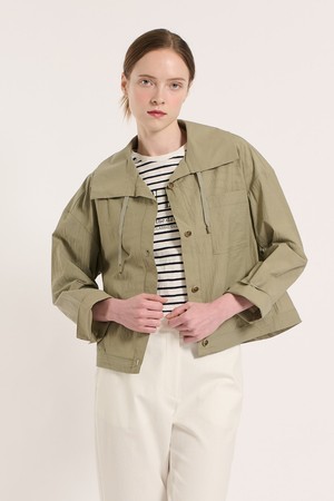 [25SU] 셔링 카라 점퍼 - LIGHT KHAKI B5M3G17181