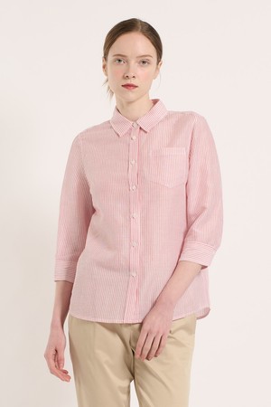 [25SU] 포켓 패치 스트라이프 셔츠 - RED B5M3B47124