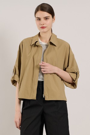 [25SU] 소매턴업 집업 자켓 - CAMEL A5M3J17180