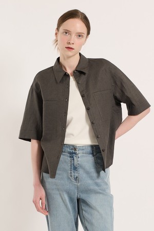 [25SU] 투 포켓 린넨 셔츠 - DARK GRAY B5M4B48517