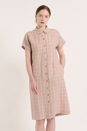 [25SU] 체크 린넨 원피스 - ORANGE RED B5M4O68229