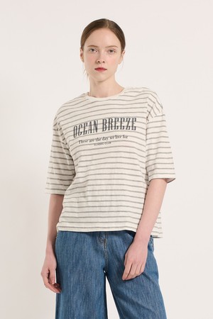 [25SU] 오션 브리즈 스트라이프 티셔츠 - LIGHT M GRAY B5M4X48196