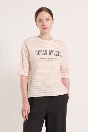 [25SU] 오션 브리즈 스트라이프 티셔츠 - LIGHT PINK B5M4X48121