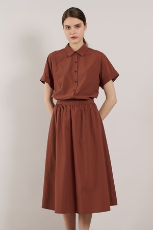 [25SU] 셔츠형 투웨이 플레어 원피스  - BURGUNDY A5M4O63165