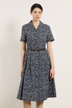 [25SU] 로열 프린팅 더블 카라 원피스 - NAVY B5M3O60755