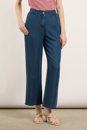 [25SU] 백밴딩 롱 데님 팬츠 - M BLUE B5M4P36053