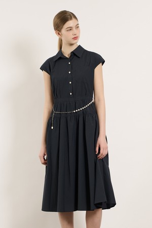 [25SU] 펄 체인 벨티드 원피스 - NAVY B5M5O64055