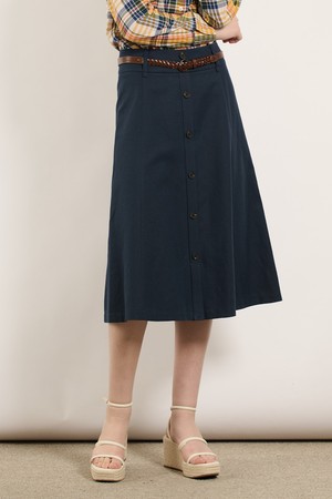 [25SU] 벨티드 버튼 스커트 - NAVY B5M5S23655