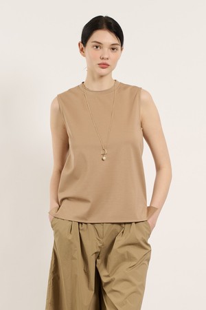 [25SU] 목걸이 SET 슬리브리스 티셔츠 - DARK BEIGE B5M5X44073