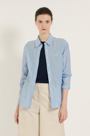 [25SU] 와펜 스트라이프 셔츠 - M BLUE B5B3B40753