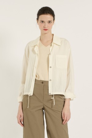 [25SU] 밑단 스트링 포켓 블라우스 - CREAM B5B3G49214