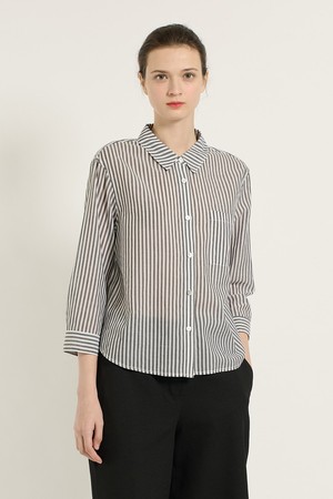 [25SU] 스트라이프 블라우스 - BLACK B5B4B48599
