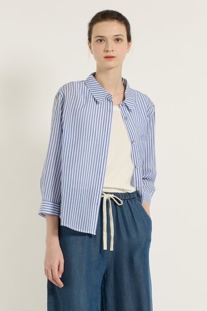 [25SU] 스트라이프 블라우스 - M BLUE B5B4B48553