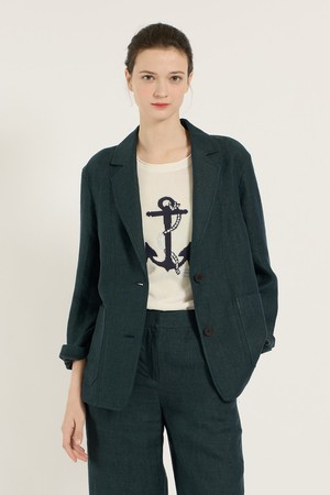 [25SU] 린넨 버튼 자켓 - DARK GREEN B5B4J12543