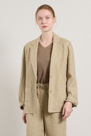 [25SU] 린넨 아웃포켓 자켓 - M BEIGE A5M3J10972
