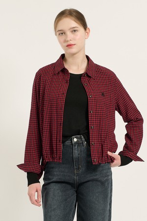 [24WT] 체크 스트링 블라우스 - RED B4D9B40124