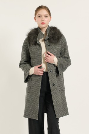 [24WT] 하이넥 퍼 핸드메이드 코트 - BLACK B4DAH82399