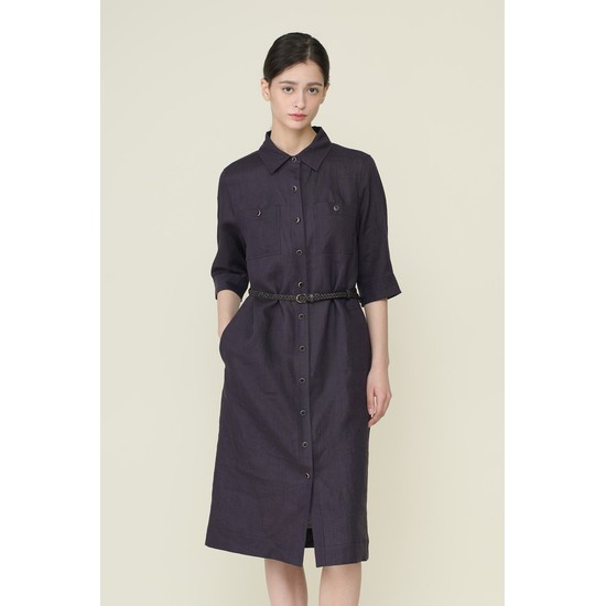 [26SU] 린넨 셔츠 원피스 - DARK PURPLE B6B4O63064