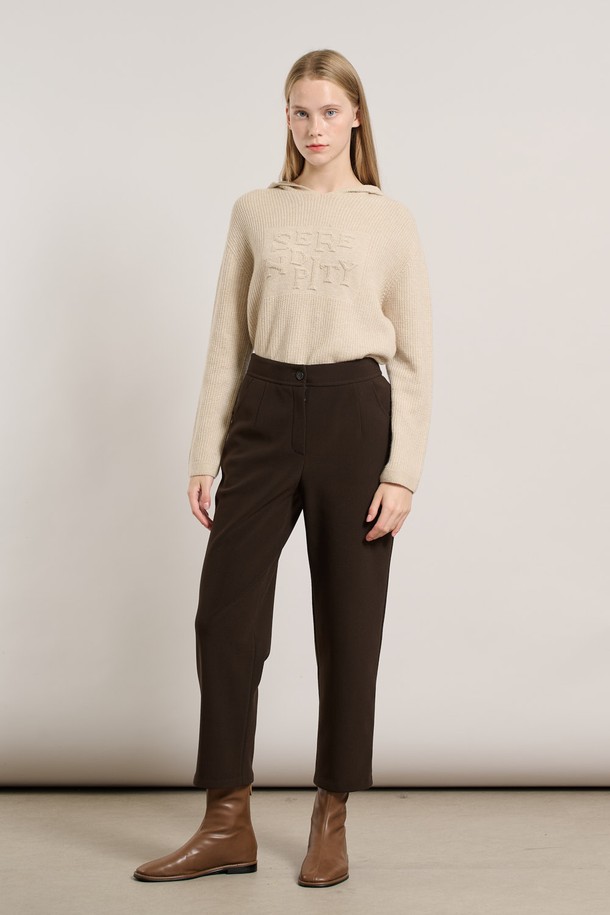 [25WT] 뒤밴드 기모 팬츠 - DARK BROWN A5WBP34075는 쌀쌀한 날씨에 따뜻하게 착용하기 좋은 여성용 기모 팬츠입니다. 다크 브라운 컬러의 스트레이트 핏 긴 바지로, 베이직하고 캐주얼한 스타일을 연출합니다. 겉감은 부드러운 촉감이며, 안감은 기모로 처리되어 보온성을 높였습니다. 허리 뒷부분에 밴딩 디테일이 있어 편안한 착용감을 제공하며, 출근룩, 캐주얼, 미니멀, 클래식 등 다양한 스타일로 활용하기 좋습니다. 가을, 겨울 시즌에 어울리는 두께감 있는 팬츠입니다.
