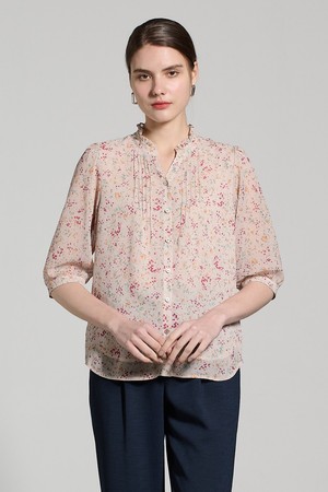[25SU] 플라워 프린트 블라우스 - LIGHT BEIGE A5M4B48471
