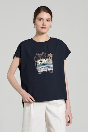 [25SU] 썸머 프린트 블라우스 - DARK NAVY A5M4G48256