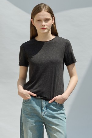 [25SU] 텐셀 져지 라운드 넥 져지 - CHARCOAL GRAY A5M4I49098