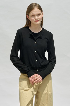 [25SU] 라운드 져지 탑 - BLACK A5M4I49299