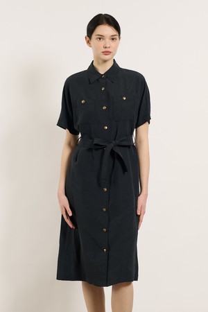 [25SU] 투포켓 린넨 벨티드 원피스 - DARK NAVY B5M4O62856