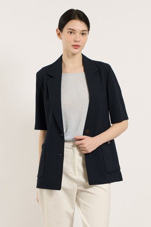 [25SU] 반소매 싱글 자켓 - NAVY B5M4J12055