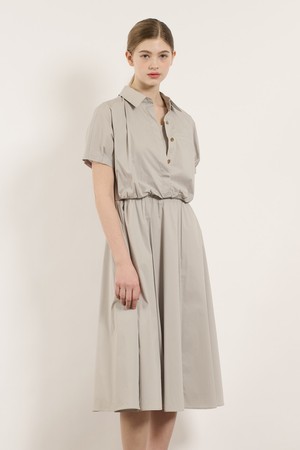 [25SU] 셔링 웨이스트 원피스 - LIGHT GRAY B5M4O63015